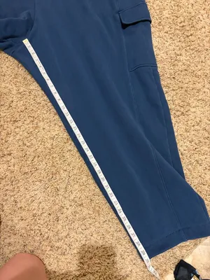 Girlfriend Collective Cargo Sweatpants Blue Straight Leg thumbnail 16