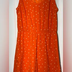 Merona Mini Dress Orange White Polka Dots Sleeveless Size M thumbnail 3