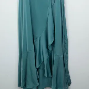 NWT Lulus Double Darling Sage Green Satin‎ Ruffle Maxi Dress Womens XL Evening thumbnail 5