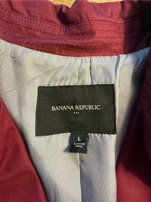 BANANA REPUBLIC Maroon Belted Trench Coat Jacket Size L Large thumbnail 5