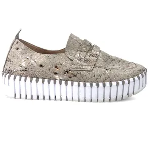 ILSE JACOBSEN | 36 / 6 | Women's Tulip 3868 Gold Snake Embossed Slip-On Sneakers thumbnail 3