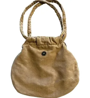 Corduroy Purse Khaki Handbag Boho Retro thumbnail 1