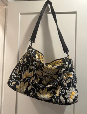 Vera Bradley Floral Black and Yellow Tote Travel‎ Bag thumbnail 1