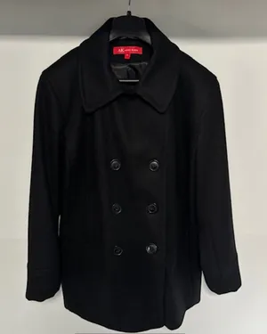 Ann Taylor Anne Klein Black Wool Pea Coat Double-Breasted XL Button Front Notch Lapel Urban thumbnail 1