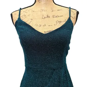 Lulus Forever Your Girl‎ Bodycon Mini Dress Dark Teal Metallic Hoco Size Medium thumbnail 2