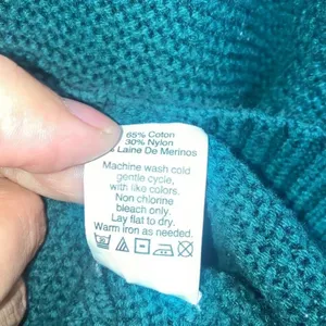 J. Crew Merino Wool Blend Textured Scoop Neck Knit Sweater Teal Medium #777 thumbnail 7