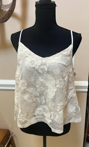 Express Cream Floral Lace Cami Blouse thumbnail 1
