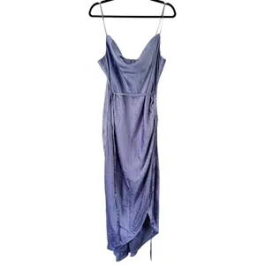 NWOT Lulus Sophisticated Sight Periwinkle Satin Jacquard Cowl Midi Dress XXL thumbnail 4