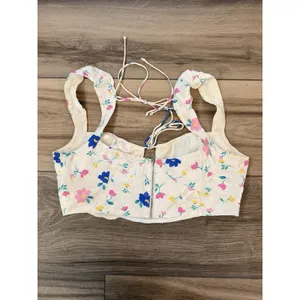 For Love And Lemons Farah Floral Bustier Crop Top White‎ Coquette Small thumbnail 4