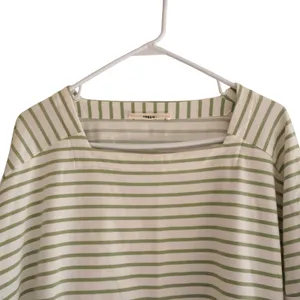 Urban by Alembika Jagger Stripe Top Sage Green White Striped Square Neck Cotton‎ thumbnail 7