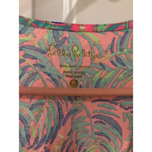 Lilly Pulitzer Ruffle Hem Tank Dress Sleeveless Palm Print‎ Pink S thumbnail 3
