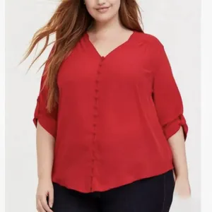 Torrid Harper Red Floral Georgette 3/4 Sleeve‎ Pullover Blouse Size 3X thumbnail 2