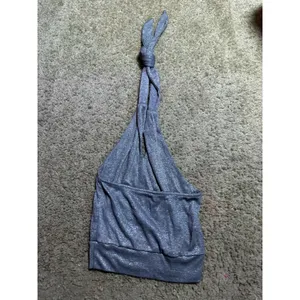 Metallic Silver Halter Neck Crop Top Knotted Keyhole Shimmer Backless Festival thumbnail 4