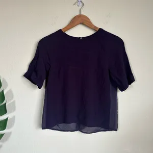 Aritzia Babaton Purple Silk Split Back Blouse thumbnail 3