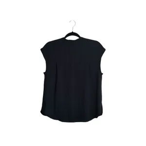 J. Crew Keyhole Neck Cap Sleeve Blouse Black Round Neck thumbnail 5