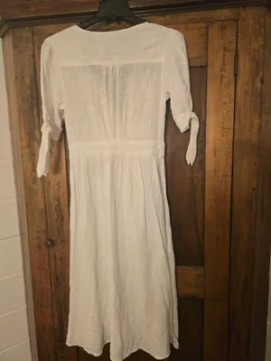 Free People Cream Button-Down V-Neck Midi Dress Large thumbnail 7