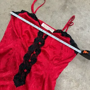 Vintage Victoria’s Secret Gold Label Red Satin Jacquard Lace Teddy Slip Size S thumbnail 3