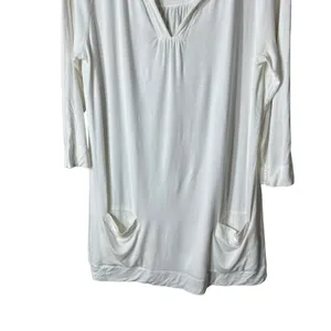 Soft Surroundings White‎ Tunic Top 3/4 Sleeve Pockets Casual thumbnail 3
