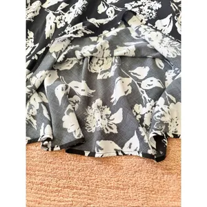 George Black White Floral Midi A-Line Skirt Rayon Pull On Women’s L 12/14 thumbnail 4