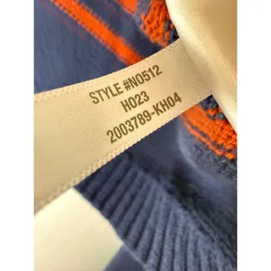 Madewell rolled neck cotton long sleeve sweater navy orange stripe medium‎ thumbnail 7