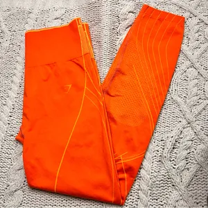 GYMSHARK Leggings Orange Apex Seamless High Waisted Size L‎ thumbnail 1