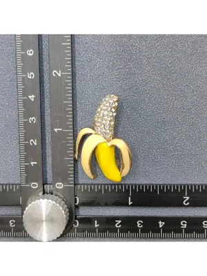 Enamel Half Skinned Banana Brooch Inlaid with Rhinestone thumbnail 4