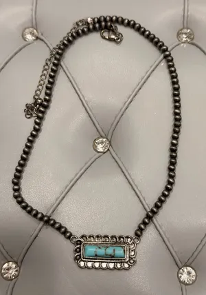 Turquoise Silver Necklace Blue thumbnail 1