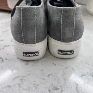 Superga 2790 Suede Platform Sneakers Grey Low Top Chunky Sole Shoes Womens thumbnail 4