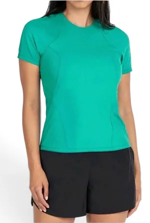 NWOT 1849684 Spyder Active Women's UPF 50 Ribbed Short Sleeve Tee Shirt Green S thumbnail 1