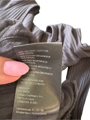 Anthropologie - Black Ribbed Snap Front Long Sleeve Top Organic Cotton Sz M thumbnail 7