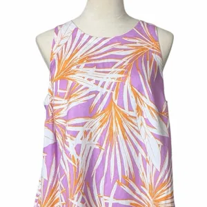 LOFT Tropical Palm Print Linen Blend Dress Women’s Size Medium Purple NWT Cruise thumbnail 7