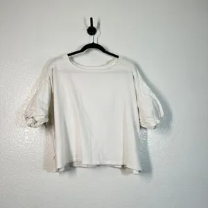 XS Tee T-Shirt Top Puff Balloon Sleeve Cropped White We The Free People Tee thumbnail 6