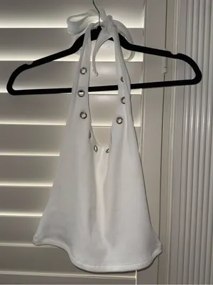 Edikted Havana Grommet Ribbed Halter Top White Size Small thumbnail 3