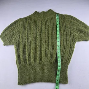 Cider 14R Wool Blend High Neck Olive Matcha Green‎ Short Sleeve Sweater Top M thumbnail 7