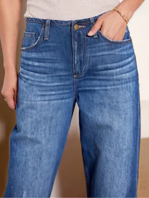 NWT EVEREVE Ever Slouchy Jeans Size 25 Dark Rinse High Rise Wide Leg Side Slit thumbnail 10