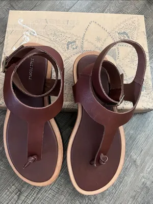 Free People Evie Wrap Coconut Shell Brown Leather T-Strap Sandals thumbnail 3