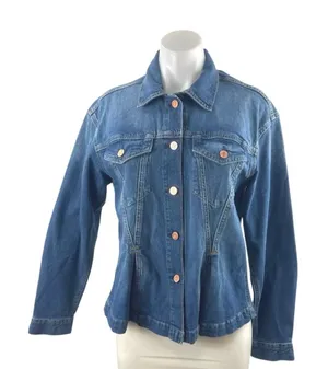 GAP Womens Blue Collared Long Sleeve Button Down Shirt Trucker Coat Jacket Top M thumbnail 1