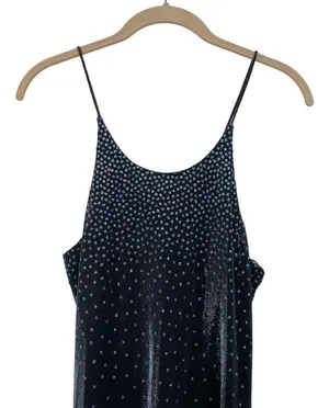 Vintage 90s Y2k Maxi Dress Jump Apparel Slinky Sparkly Metallic Black Blue Small thumbnail 3