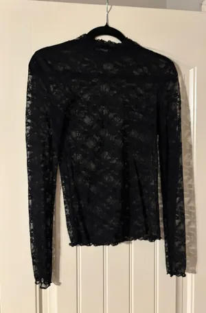 Urban Outfitters Out From Under Luna Sheer Lace Mock Neck Top in Black thumbnail 1