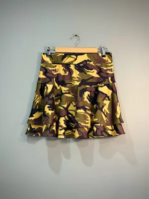Unbranded Yellow Camo Stretch Waist Mini Skirt Size XL EUC thumbnail 3
