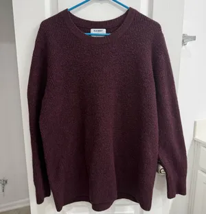 Old Navy 1X Plus Size Sweater Maroon Pullover crew neck thumbnail 1