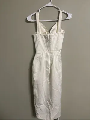 House Of CB Faye Ivory Satin Corset Midi Dress Size XS 0-2 New Sexy Thigh Split thumbnail 3