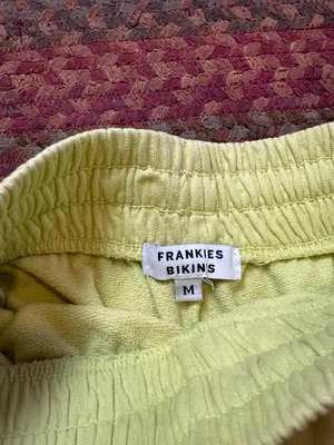 Frankie's Bikinis neon Yellow Drawstring cotton lounge high rise Shorts thumbnail 2