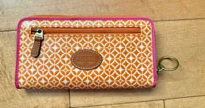 Fossil Orange Geometric Pattern Wallet thumbnail 1