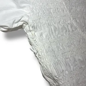 Ganni Smocked Poplin Midi‎ Dress in White Organic Cotton thumbnail 8