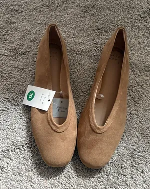 a new day Tan faux Suede Ballet Flats size 10 office thumbnail 1