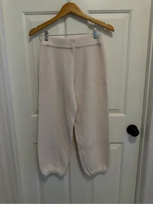 Free People FP Beach Hailee Knit Pants Jogger Balloon size XS Cream Off-White thumbnail 2
