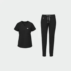 Figs Catarina One-Pocket Scrub Top in black thumbnail 5