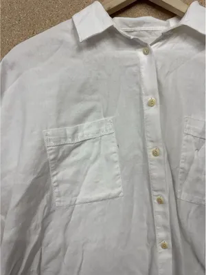 (RFB3) Madewell Women's White Button Up Short Sleeve Casual Pocket Top Size L thumbnail 7