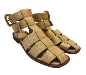 Sam Edelman Dawn Woven Gladiator Fisherman Sandals Beige Gold 8.5 thumbnail 1